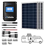 ACOPOWER Solar Panel Kit, 400W 12/24V Polycrystalline Off-Grid System for RV Home Marine with 4PCs 100W Rigid Solar Panels/40A MPPT Controller/Z-Brackets/Y Connectors/Solar Cables/Cable Entry Housing
