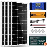 ECO-WORTHY 1.6KWH 400W 24V Complete Solar Panel Kit with Controller, Battery and Inverter Off Grid Solar Power System Kit for Home House Shed Farm RV Boat, etc.