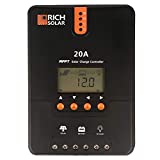 RICH SOLAR 20 Amp 12V/24V DC Input MPPT Solar Charge Controller with LCD Display Solar Panel Regulator for Gel Sealed Flooded and Lithium Battery Nagtive Ground