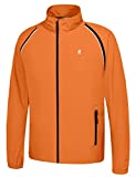 Little Donkey Andy Men's Quick-dry Running Jacket, Convertible UPF 50+ Cycling Jacket Windbreaker with Removable Sleeves, Orange Size M