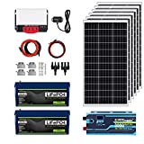 ExpertPower 5KWH 12V Solar Power Kit | LiFePO4 12V 200Ah, 600W Solar Panels, 40A MPPT Solar Charge Controller, 3KW Pure Sine Wave Inverter Charger | RV, Trailer, Camper, Marine, Off Grid