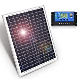 DOKIO 20W Portable Solar Panel (18.9x13.8inch,4.4lb) with Regulator to Charge 12V Battery(AGM,Gel..ect) Ideal for Garden Lighting Pump,Car Battery,RV,Camper, Boat, Shed, Motorhome, Camping, Off Grid