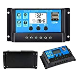 EpRec 30A 12V/24V Solar Charge Controller, Solar Panel Charge Controller with USB Port LCD Display,Compatible with Sealed, Gel, and Flooded Batteries