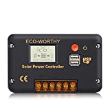 ECO-Worthy 30A Solar Charger Controller Solar Panel Battery Intelligent Regulator with Dual USB Port Auto 12/24V PWM Positive Ground…