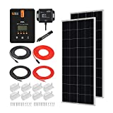 RICH SOLAR 400 Watt 12 Volt 2 Pcs 200W Panel+40A MPPT Charge Controller+ Bluetooth Module Fuse+ Mounting Z Brackets+Adaptor Kit +Tray Cables Set,Grid 12V Solar Power System