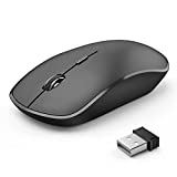 Wireless Mouse for Laptop, J JOYACCESS 2.4G Ultra Thin Silent Mouse with USB Receiver, 2400 DPI Portable Mobile Optical Cordless Mouse for Laptop, Computer, MacBook,Window, Chromebook, PC-Black