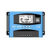 WERCHTAY 30A MPPT Solar Charge Controller 12V/24V Auto Focus Tracking Solar Panel Regulator with LCD Display Dual USB Port Charge Controller Multiple Load Control Modes