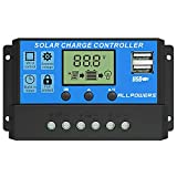 ALLPOWERS 20A Solar Charger Controller Solar Panel Battery Intelligent Regulator with USB Port Display 12V/24V