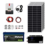 ExpertPower 2.5KWH 12V Solar Power Kit | LiFePO4 12V 200Ah, 400W Mono Solar Panels, 30A MPPT Solar Charge Controller, 2KW Pure Sine Wave Inverter Charger | RV, Trailer, Camper, Marine, Off Grid