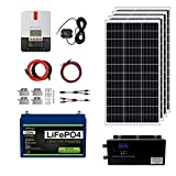 ExpertPower 1.3KWH 12V Solar Power Kit | LiFePO4 12V 100Ah, 400W Mono Solar Panels, 30A MPPT Solar Charge Controller, 2KW Pure Sine Wave Inverter Charger | RV, Trailer, Camper, Marine, Off Grid