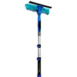 EVERSPROUT 7-to-20 Foot Swivel Window Squeegee and Microfiber Scrubber (25 Foot Reach) | 2-in-1 Window & Glass Cleaning Combo with Light Weight, Aluminum Extension Pole | Includes 10-inch Blades