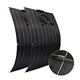 2X 100W Flexible Mono Solar Panel 200W Solar Panel with Rugged Surface for Motorhomes Boat RV Travel Trailer Truck Home