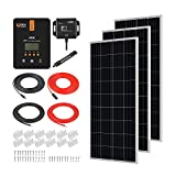 RICH SOLAR 600 Watt 12 Volt 3 Pcs 200W Panel+40A MPPT Charge Controller+ Bluetooth Module Fuse+ Mounting Z Brackets+Adaptor Kit +Tray Cables Set,Grid 12V Solar Power System