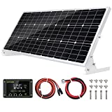 Topsolar 100W 12V Solar Panel Kit Battery Charger 100 Watt 12 Volt Off Grid System for Homes RV Boat + 20A Solar Charge Controller + Solar Cables + Brackets for Mounting