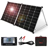 DOKIO Portable Foldable 150W 18v Solar Suitcase Monocrystalline , Folding Solar Panel Kit with Controller to Charge 12 Volts Batteries (AGM Lead/Acid Types Vented Gel) RV Camping Boat