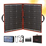 DOKIO 110w 18v Portable Foldable Solar Panel Kit (21x28inch, 5.9lb) Solar Charger With Controller 2 Usb Output To Charge 12v Batteries/Power Station (AGM, Lifepo4) Rv Camping Trailer Emergency Power