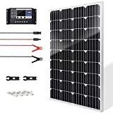 SUNSUL 100W 12V Monocrystalline Solar Panel Kit, with 30A 12V/24V PWM Charge Controller for Outdoor RV Boat Trailer Camper Marine Off-Grid Home (100 Watt with Accessories)