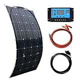XINPUGUANG 100W Flexible Solar Panel 12V System kit 10A Charge Controller Cables with Alligator Clip PV Connector Cables for Yacht, Boat, RV, Cabin, 12v Battery Charge