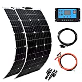XINPUGUANG Solar Panel 100W 12V Monocrystalline Flexible 200W System Kit Hightweight Solar Battery Charger with PV Connector for RV Boat Cabin Tent Car Trailer(200W-1)