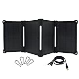 XINPUGUANG Solar Charger Foldable 28W Protable Solar Panel ETFE Monocrystalline with 2 USB Output Ports Outdoor Camping Hiking Travel for Ipad, Cell Phone and More 5V Device(28W)