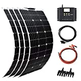 XINPUGUANG Solar Panel 4pcs 100W 12V 400W Flexible Solar Kits Battery Charger Monocrystalline 40A Charge Controller PV Connector Cable for Car RV Boat Cabin Trailer
