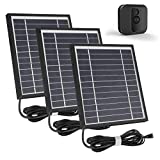 iTODOS 3 Pack Solar Panel Works for Blink XT XT2, 11.5Ft Outdoor Power Charging Cable and Adjustable Mount,Weatherproof, Power Your Blink Camera continuously - Black