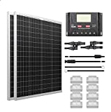 HQST 200W Polycrystalline Solar Panel Kit-2 100W Panels+30A PWM Controller+2 Sets Z Bracket+20ft 12AWG PV Cable+8FT 10AWG Tray Cable+1 Pair T/Y Connector for RV Marine Boat Trailer Off Grid System