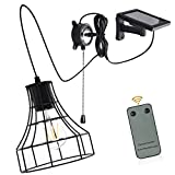 Solar Barn Lights, Low Voltage 3V Solar Powered Hanging Shed Light with Remote Control and Pull Cord Vintage E27 Replaceable Edison Bulb Adjustable Solar Panel Pendant Light Indoor Outdoor