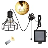 Solar Ceiling Light,Solar Shed Light with ON Off Switch,Solar Hanging Light Solar Pendant Light Solar Socket Low Voltage White Warm LED Bulb with Remote Control