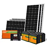 ECO-WORTHY 4.8KWH Solar Power Complete Kit 1200W 24V with Lithium Battery and Inverter for Home: 6pcs 195W Solar Panel + 4pcs 50Ah Li-Battery + 3500W 24V Solar Inverter + 60A Solar Charge Controller