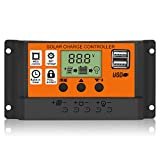 EEEKit 100A Solar Charge Controller, Solar Panel Charger Controller 12V/24V, Multi-Function Adjustable LCD Display with Dual USB Port Timer Setting PWM Auto Parameter