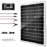 SUNSUL 50 Watt 12 Volt Monocrystalline Solar Panel Kit, with 30A 12V/24V PWM Charge Controller for Outdoor RV Boat Trailer Camper Marine Off-Grid Home (50 Watt with Accessories)