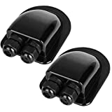 Restmo 2 Pack of IP68 Waterproof Solar Cable Entry Gland, Weather Resistant Dual Cable Entry Housing for Solar Panels of RV, Caravan, Marine, Boat, Cabin, Black