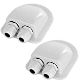 Restmo 2 Pack of IP68 Waterproof Solar Cable Entry Gland, Weather Resistant Dual Cable Entry Housing for Solar Panels of RV, Caravan, Marine, Boat, Cabin, White