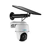 Security Camera Wireless Outdoor, Solar Powered WiFi System, Pan Tilt, 2K Night Vision, 2-Way Talk, Works with Alexa/ Google Assistant/ Cloud for Video Surveillance, REOLINK Argus PT w/ Solar Panel