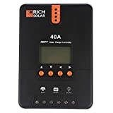 RICH SOLAR 40 Amp 12V/24V DC Input MPPT Solar Charge Controller with LCD Display Solar Panel Regulator for Gel Sealed Flooded and Lithium Battery Negative Ground