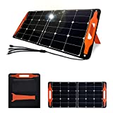 SOLAR POPO 100W Portable Folding Solar Panel Charger with USB Outputs for Family Camping Phones Tablets, Foldable Solar Panel with 4-in-1 Cable for Battery Power Station Generator