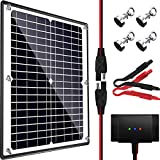 POWOXI Solar Panel Kit 12V 20W Magnetic + Charge Controller Waterproof Solar Battery Charger Maintainer Solar Trickle Charger Alligator Clip for Car Boat RV Motorcycle Marine, etc.