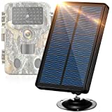 HAWKRAY Trail Camera Solar Panel, Dual Male Connector Waterproof Solar Power Charger Kit 6V-12V Built-in 5200 Rechargeable Lithium Battery for Trail Game Camera Hunting Accessory
