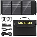 MARBERO 30W Solar Panel, Foldable Solar Panel Battery Charger for Portable Power Station Generator, iPhone, Ipad, Laptop, QC3.0 USB Ports & DC Output(10 Connectors), Black, MBSP30
