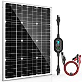 50W 12V Solar Panel Kit Battery Maintainer Trickle Charger Pro + Advanced 10A MPPT Charge Controller + SAE Battery Clip Cable for 12 Volt Boat Car RV Trailer Motorcycle Automotive Home Off Grid System