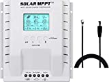 OOYCYOO MPPT Charge Controller 30 amp, 12V 24V Auto 30A Solar Panel Charge Regulator, Max 100V Input with LCD Display for Lead-Acid Sealed Gel AGM Flooded Lithium Battery (P30+T)