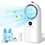 LifePlus Evaporative Air Cooler, 3 in 1 Portable Bladeless Fan with Wheel, Cooling & Humidification Function, Water Swamp Cooler Fan with 1.32 Gallon Water Tank, 12H Timer and Remote Control for Bedroom, Office