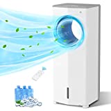 3 In 1 Portable Evaporative Air Cooler, Swamp cooler for Room W/ Cold Air, Quiet Bladeless Water Cooling Fan W/ Remote Control, 7H Timer, 3 Speed Levels And 4 Wind Modes For Bedroom, Office, Small for Indoor Use