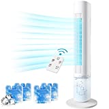 3-In-1 Evaporative Air Cooler, Cooling Tower Fan w/Remote Control & 65dB, Portable Air Cooler w/Cooling Mode & 4 Ice Packs, Evaporative Cooler w/60° Oscillation, Personal Cooling Fan for Home/Office