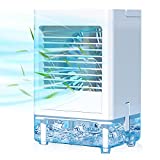 Portable Air Conditioner, Built-in 5000mAh Rechargeable Battery, 800 ML Water Tank, Personal Air Cooler with 3 Wind Speeds, 1/2/4/8H Evaporative Air Cooler for Home Office Bedroom