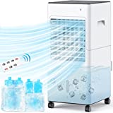 AGILLY 3-IN-1 Evaporative Air Cooler, Windowless Portable Air Conditioner w/1.3-Gal Water Tank, 3 Wind Speeds Remote Swamp Cooler, 12H Timer&60° Oscillation, Screen-Off Air Cooler Fan for Home Office
