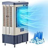 AKIRES Evaporative Cooler,3531 CFM Portable Evaporative Air Cooler,Swamp Cooler Cooling Fan with 10.6-Gallons Big Water Tank,4 Universal 360° Wheel,2 Ice Box,3 Speeds,Outdoor AC for Outdoor Indoor Use