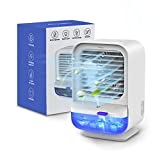 SPVCE Portable Air Conditioner Automatic Oscillating 90°, Personal Mini Evaporative Air Cooler with 4000mAh Built-in Battery, 3 Speeds & 2 Spray modes & LED Light, Type-C Input, for Home Travel Office