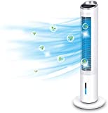 Evaporative Cooler – 40 inch Portable Oscillating Tower Fan for Big Space, 3 Speeds & 3 Wind Types 70°Oscillating Fan w/2 Freezing Boxs 8H Timer Safe Quiet Room Cooler & Humidifier, LCD Panel & Remote